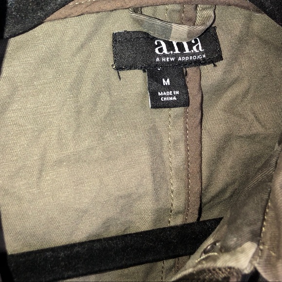 A.n.a Camouflage Full Zip Cargo Jacket Medium Green Brown - Picture 5 of 9